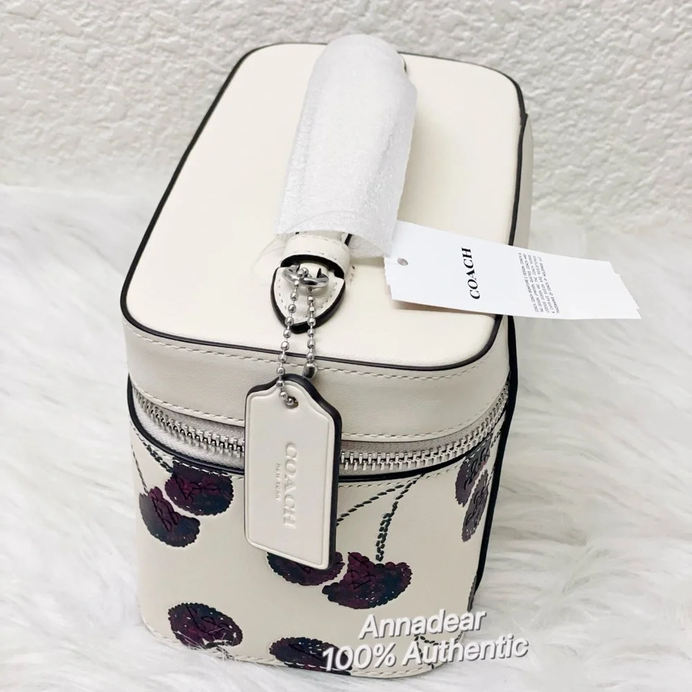 NWT Coach Cosmetic Case With Cherry Print in Chalk Multi CDC13 - Picture 5 of 11